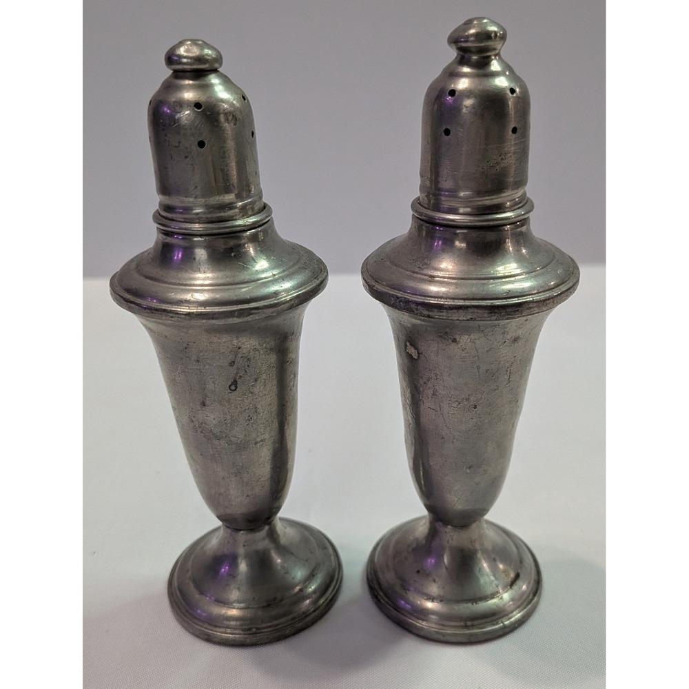 Empire Pewter Salt and Pepper Shakers Unisex OS Silver Good Vintage Weighted Set